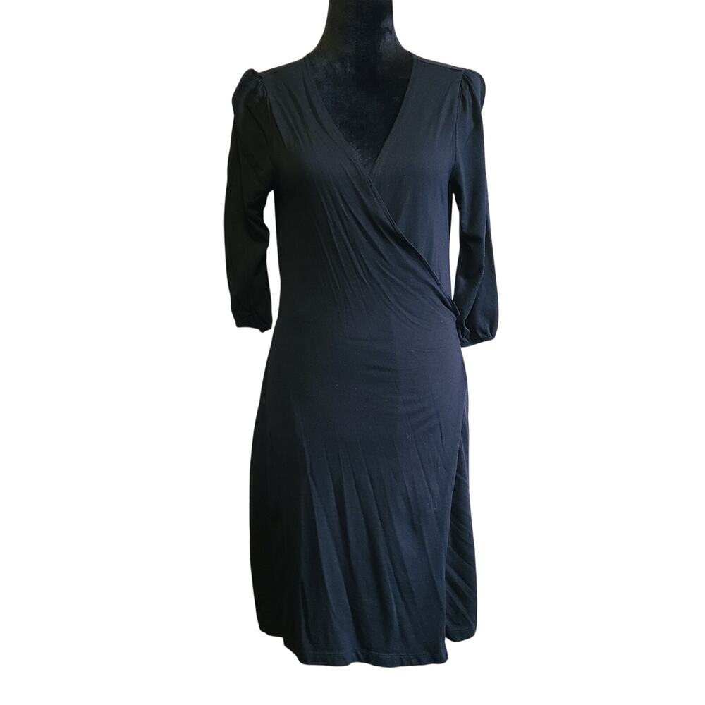 Old Navy Puff 3/4 Sleeve‎ Wrap Dress Womens L Modal Blend Whimsigoth FairyGrunge